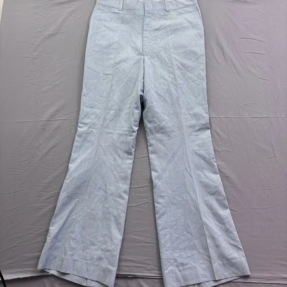 Vintage Rappers by Washington Mfg Co Blue White Striped Flare Leg Pant USA 34x32